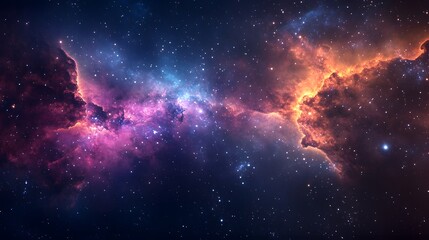 Fototapeta premium Galaxy with Colorful Nebula and Bright Stars, Deep Universe Background