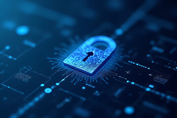 digital padlock symbolizing cybersecurity and data protection in tech environment