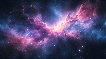 Fototapeta premium Galaxy with Colorful Nebula and Bright Stars, Deep Universe Background