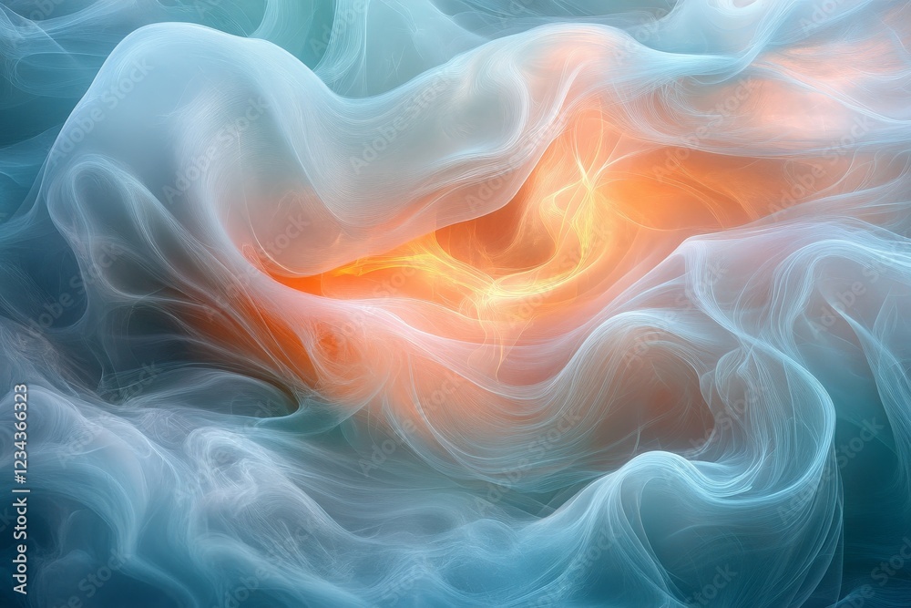 Poster colorful abstract design with swirling shapes and vibrant hues creating a dreamy, ethereal atmospher