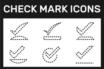 check mark dotted line icons , tick icon, good sign