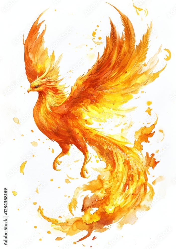 Wall mural A phoenix rising from the ashes background fire bird.