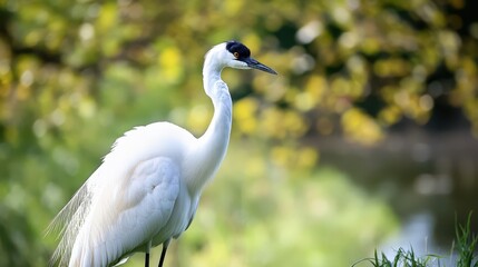 Elegant white heron by the peaceful river