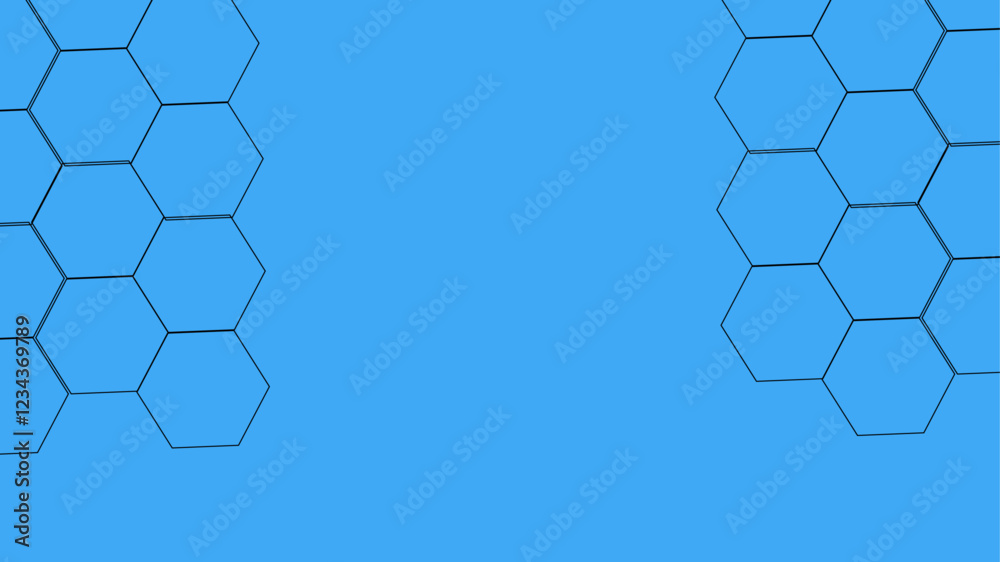 Poster abstract honeycomb pattern hexagonal blue background. black hexagonal or honeycomb pattern on black 