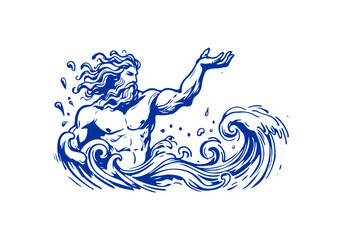 Poseidon hand drawn sketch vector © Shutoda