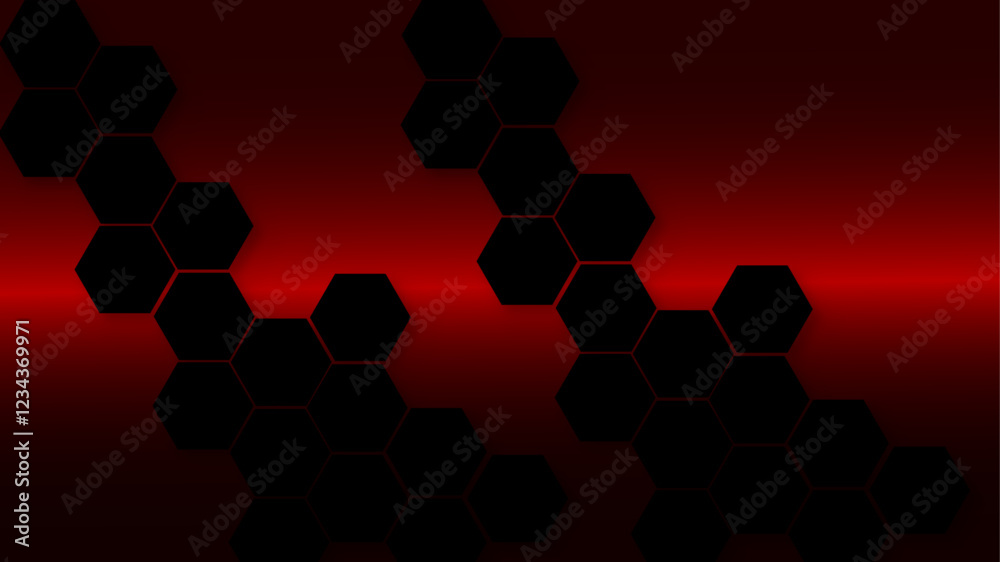 Poster abstract red honeycomb pattern hexagonal background. abstract red hexagonal geometric shape technolo