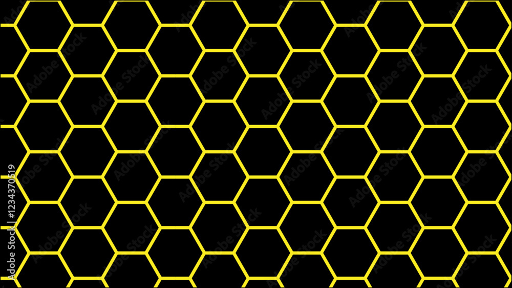Poster abstract honeycomb pattern hexagonal background. golden hexagon honeycomb outline art for design ele