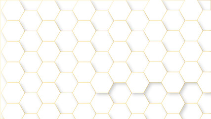 Abstract honeycomb pattern hexagonal background. Golden hexagon honeycomb outline art for design element. Golden hexagon pattern honeycomb background. Honeycomb concept design abstract technology bg.
