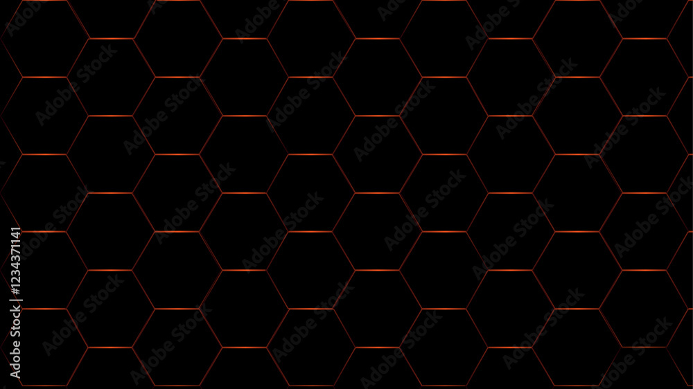 Poster abstract red honeycomb pattern hexagonal background. abstract red hexagonal geometric shape technolo