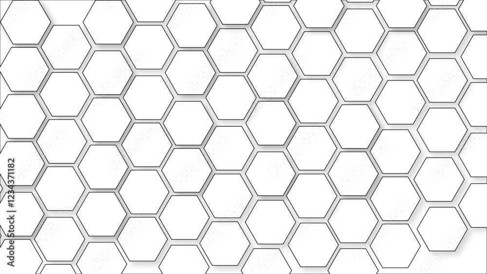 Poster abstract honeycomb pattern hexagonal background. white hexagon honeycomb outline art for design elem