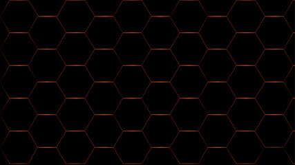  Abstract red honeycomb pattern hexagonal background.  Abstract red hexagonal geometric shape technology digital hi tech concept background.
