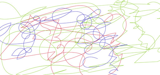 Random scribble chaotic pattern lines. Decorative random scribble pattern with tangled curved lines. Abstract wavy linear background outlines random chaotic lines vector illustration.