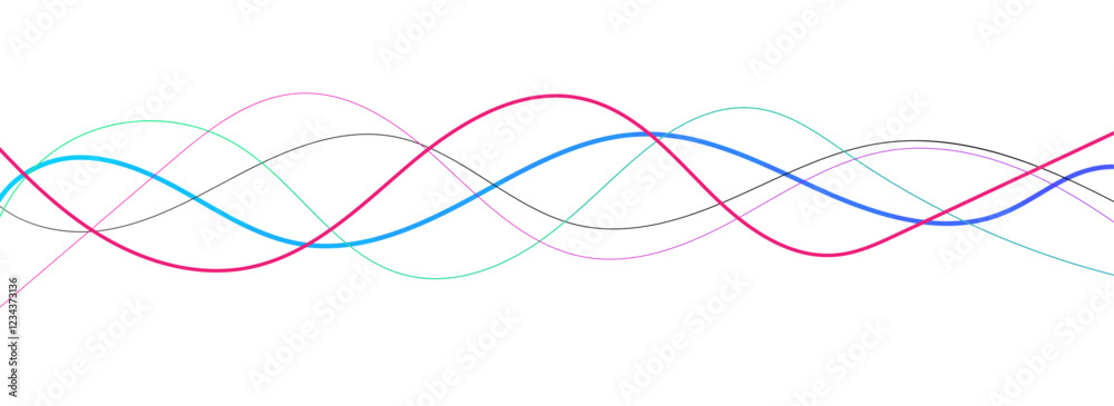 Poster abstract random colorful line pencil art abstract vector background. curve wave seamless pattern. li