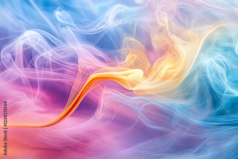 Poster Colorful vapor swirls create a mesmerizing abstract pattern in a vibrant background