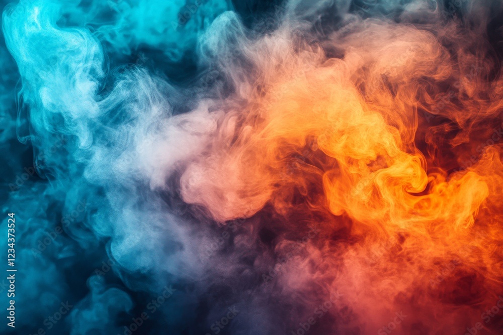 Aufkleber colorful swirling smoke patterns create an artistic visual display with blue and orange hues