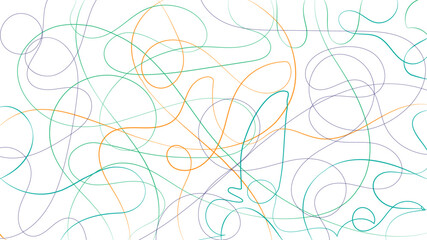 Colorful random line scribble chaotic pattern. Decorative random scribble pattern with tangled curved lines. Abstract wavy linear background outlines random chaotic lines vector illustration.