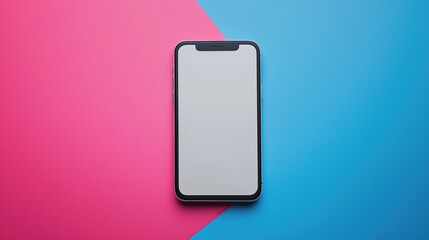 Modern smartphone with blank screen on geometric surface in calm setting