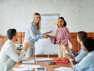 business meeting businesswoman office teamwork woman  introduction greeting employee new colleague...