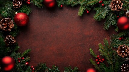 Charming festive Christmas frame adorned with vibrant holiday decorations and a warm, inviting atmosphere.