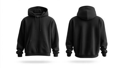 Black hoodie mockup, blank sweatshirt for custom print designs.
