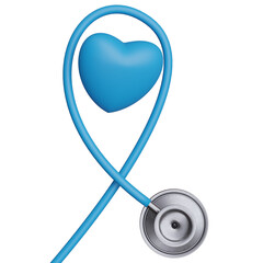 Medical stethoscope and heart isolated on white, transparent. Health care, love concept