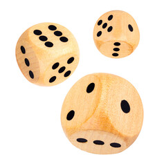 dice wood isolated on white background