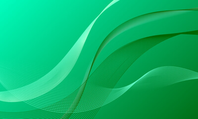 green soft light lines wave curves on soft gradient abstract background