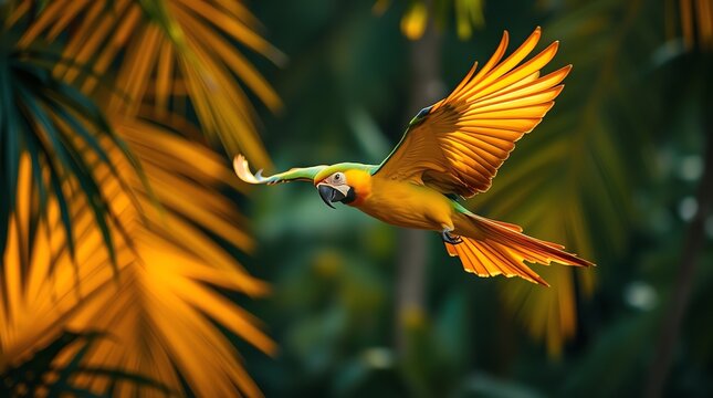 Flying parot in the Jungle
