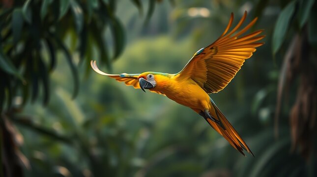Flying parot in the Jungle