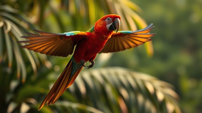 Flying parot in the Jungle