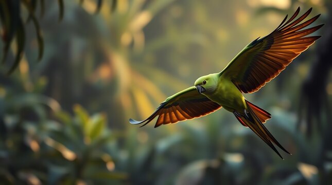 Flying parot in the Jungle
