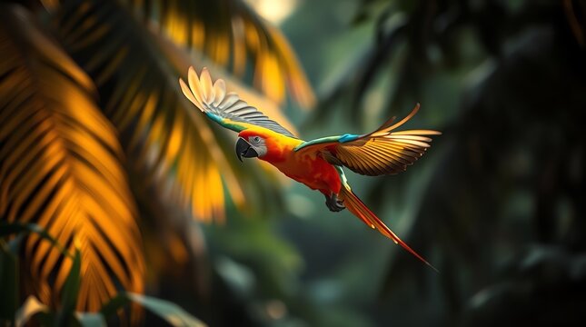 Flying parot in the Jungle