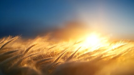 Fototapeta premium Golden Grass Field at Sunset