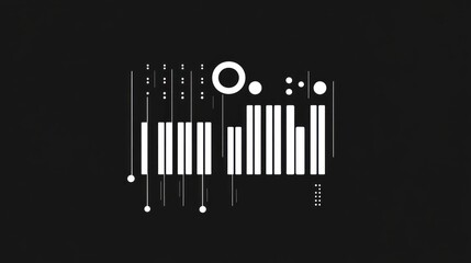 Obraz premium Abstract minimalist geometric design with white shapes on black background.