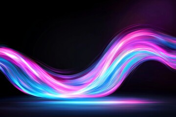Light painting photography with long exposure, featuring vibrant neon blue and pink streaks set against a dark backdrop