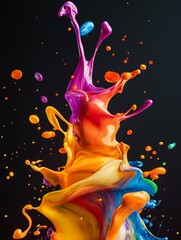 Colorful paint splash explosion creating a vivid, dynamic abstract art composition