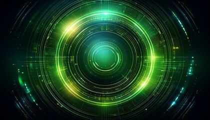 Fototapeta premium Creative digital tech circle on dark background concept with copy space for design