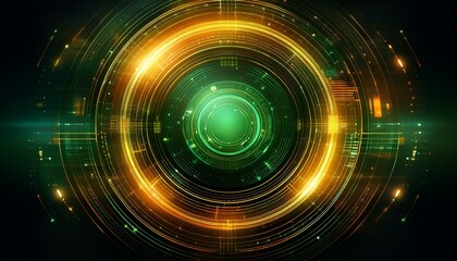 Fototapeta premium Creative digital tech circle on dark background concept with copy space for design