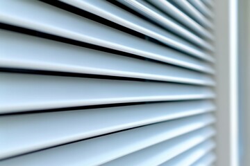 Obraz premium Close up of modern white window blinds with horizontal slats, showcasing clean lines and a minimalist design, perfect for contemporary interior decor