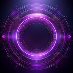 Fototapeta premium Creative digital tech circle on dark background concept with copy space for design