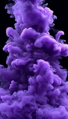 Abstract Purple Smoke Cloud on Black Background, Artistic Photography, High-Resolution Stock Photo
