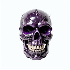 Fototapeta premium Skull made of amethyst. Isolated on white background. Front view, Digital illustration.