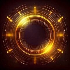 Obraz premium Creative digital tech circle on dark background concept with copy space for design
