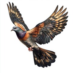 Obraz premium Colorful Bird with Wide Wingspan in Flight Captured in Stunning Detail Against a Clean White Background