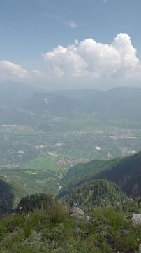 A beautiful view from Mendel - Mendola into the valley towards Tramin - Termeno, Auer - Ora and Neumarkt - Egna, South Tyrol, Italy