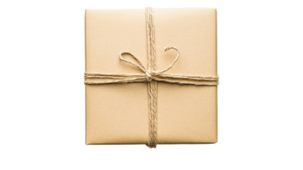 Gift box top view with transparent PNG background