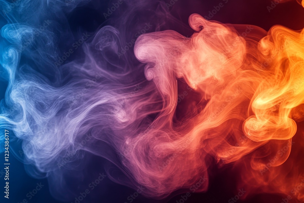 Poster Colorful smoke swirls create a captivating abstract design in vibrant tones