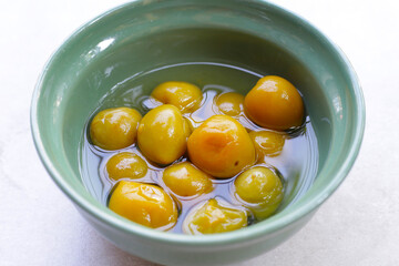 Pickled Chinese plums or Japanese apricots