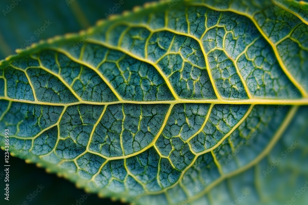 Poster intricate patterns of a green leaf showcasing nature's design in detail