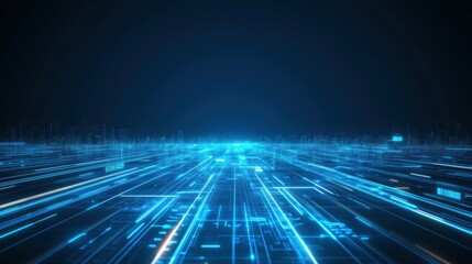 Dynamic blue light trails creating a sense of speed and innovation in a digital landscape at night